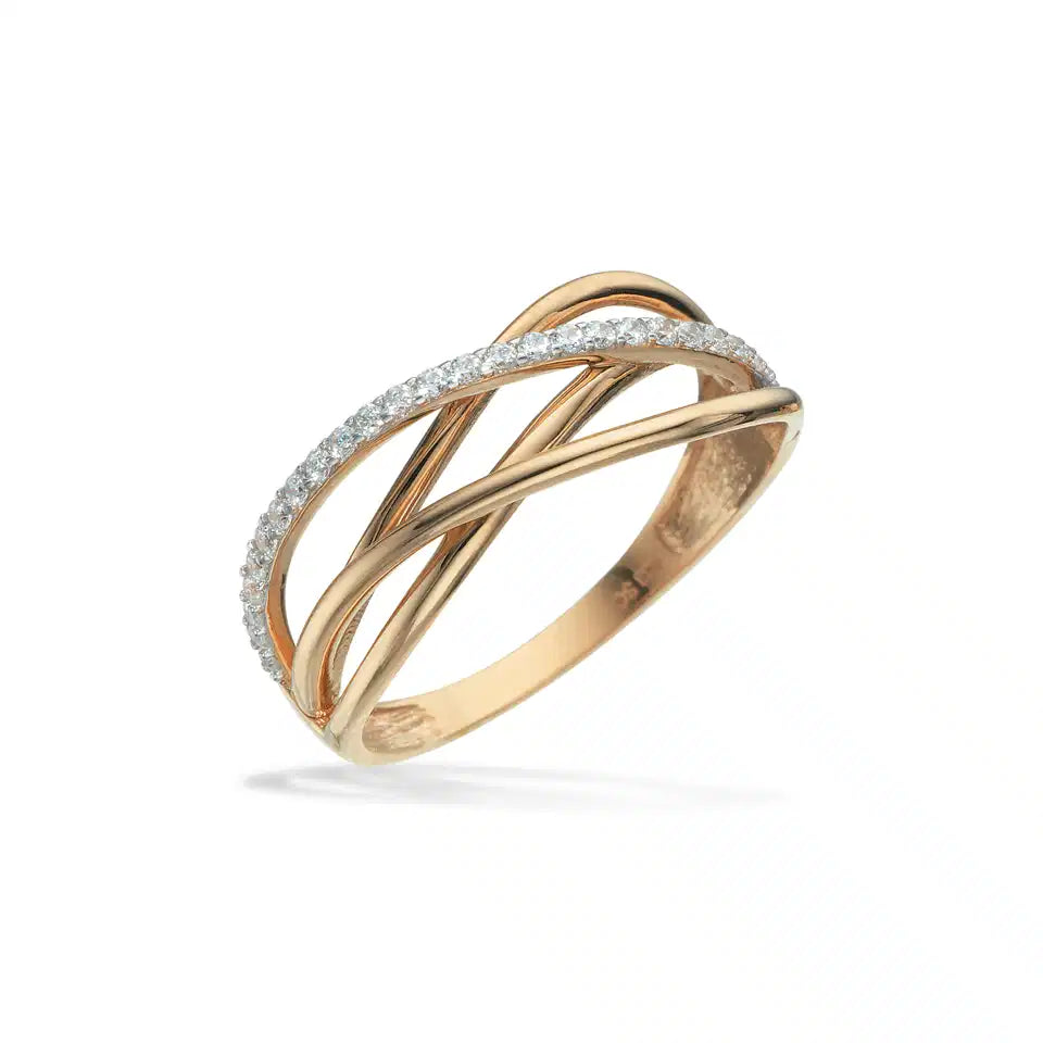 RING SYN. CUBIC ZIR. 2 FV. 8 KT.