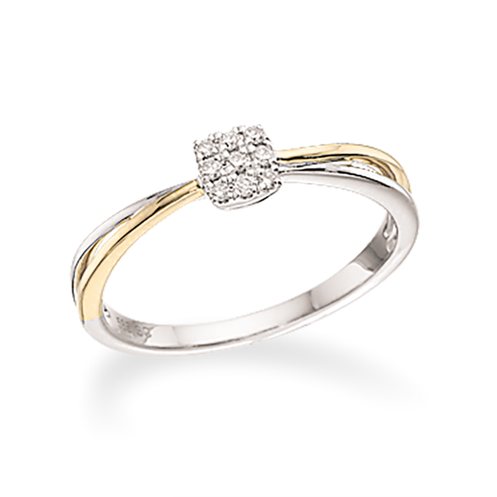 Scrouples Ring i 14 Karat Guld med Hvidguld og Brillanter 0,07 Carat W/SI