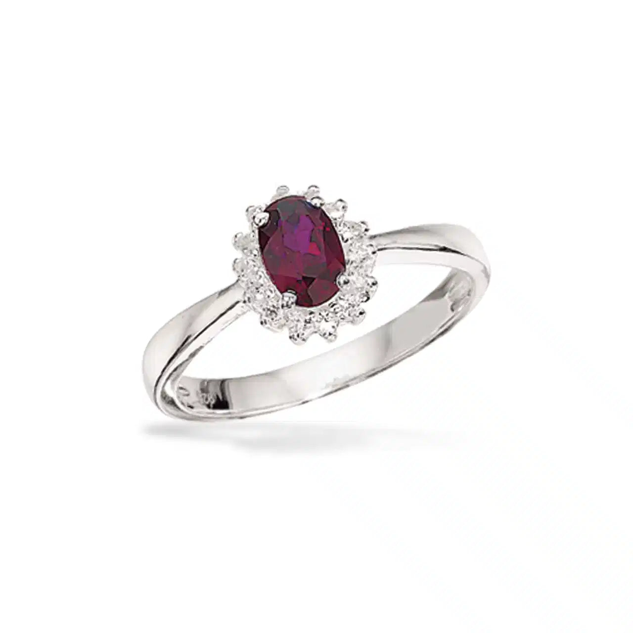 RING ROSET RØD SYN.ZIR./ZIR. SØLV