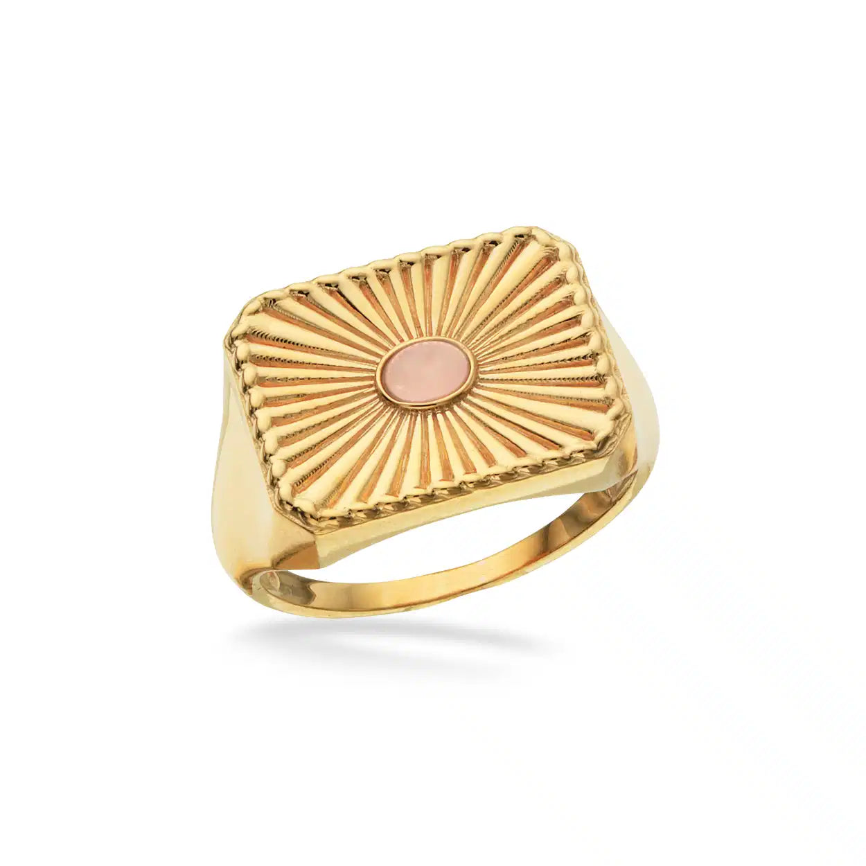 RING SIGNET ROSA QUARTZ SØLV FG.