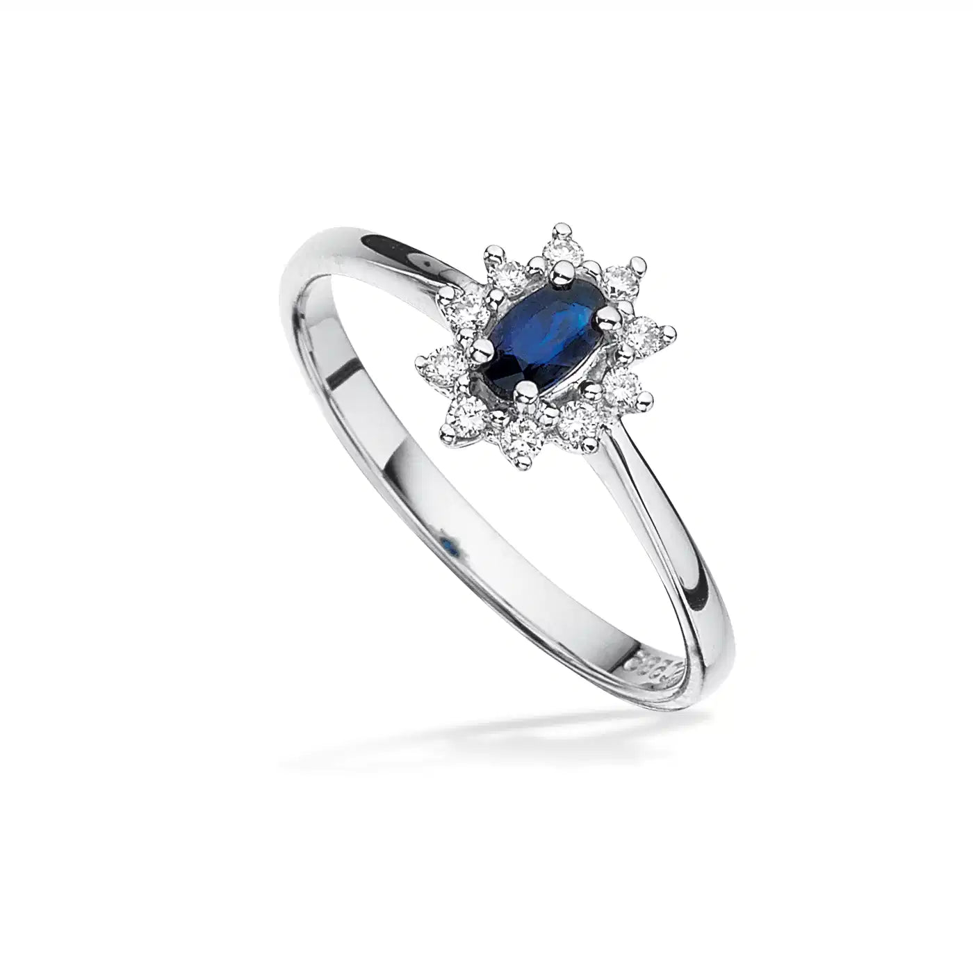 DIANA RING ROSET 0,11 H-W/SI-SAFIR 14 KT.