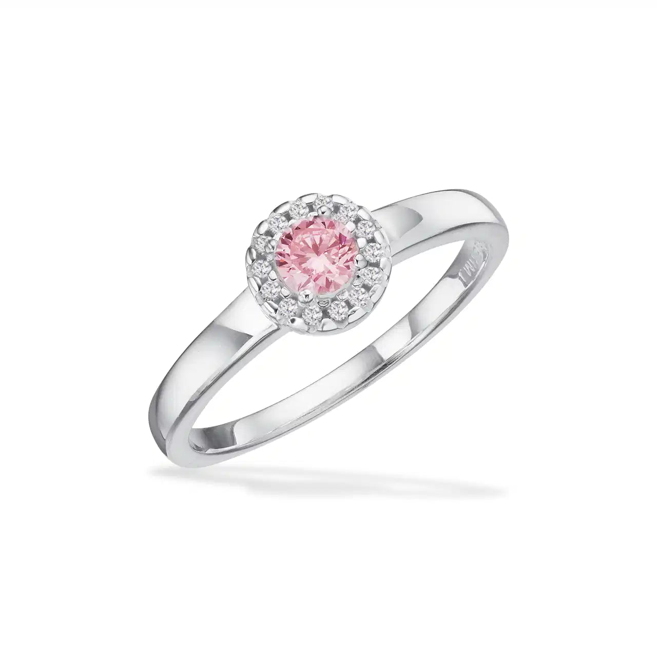 RING ROSET ROSA/HVID CUBIC ZIR. SØLV RH.