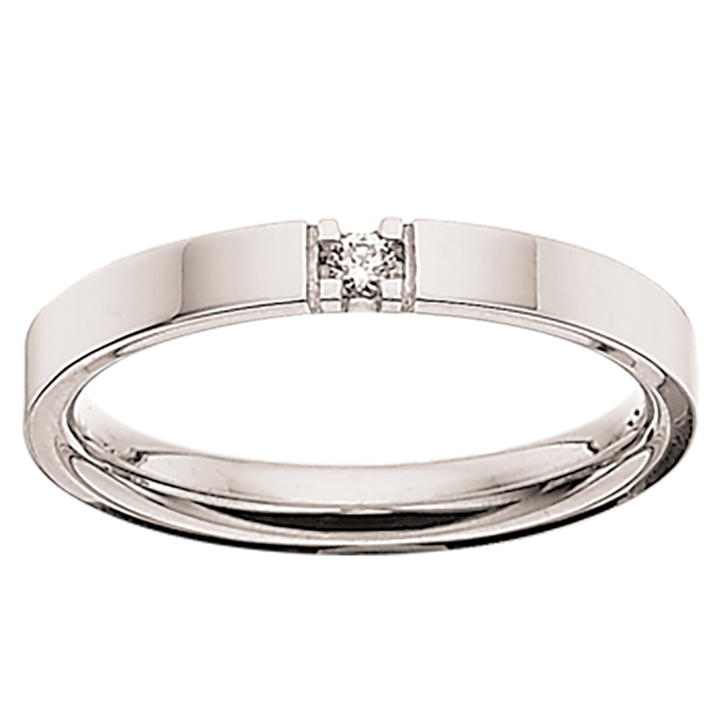 Scrouples Grace Alliance 9 Karat Hvidguld Ring med Brillant 0,04 Carat W/SI