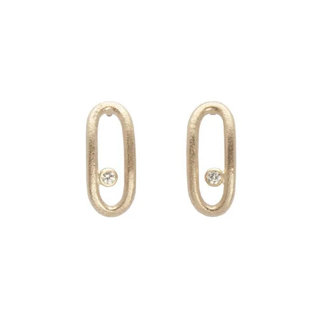 14K. EARRING STICK OPEN ELIPSE WITH 2X0.02W/VS