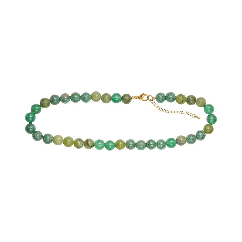 GRØN AGAT, JADE 10MM - CARABINLÅS 40+5CM