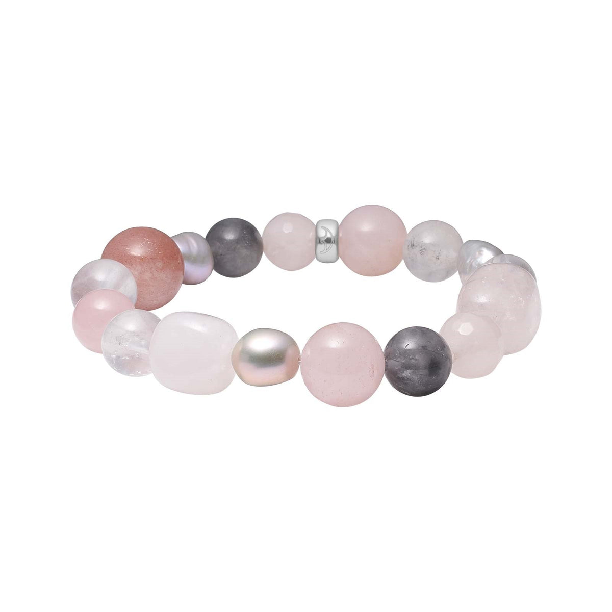 ROSAQUARTZ, GRÅ CLOUDY QUARTZ, SOL STEN, FVKP. ARMBÅND