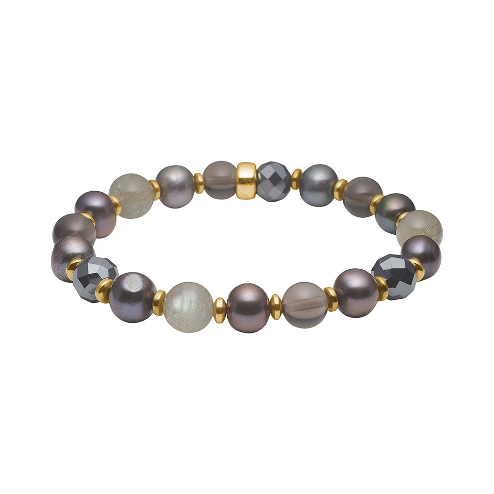 FVP., FORG. HEMATIT, RØGQUARTZ, HEMATIT, LABRADORIT ARMBÅND