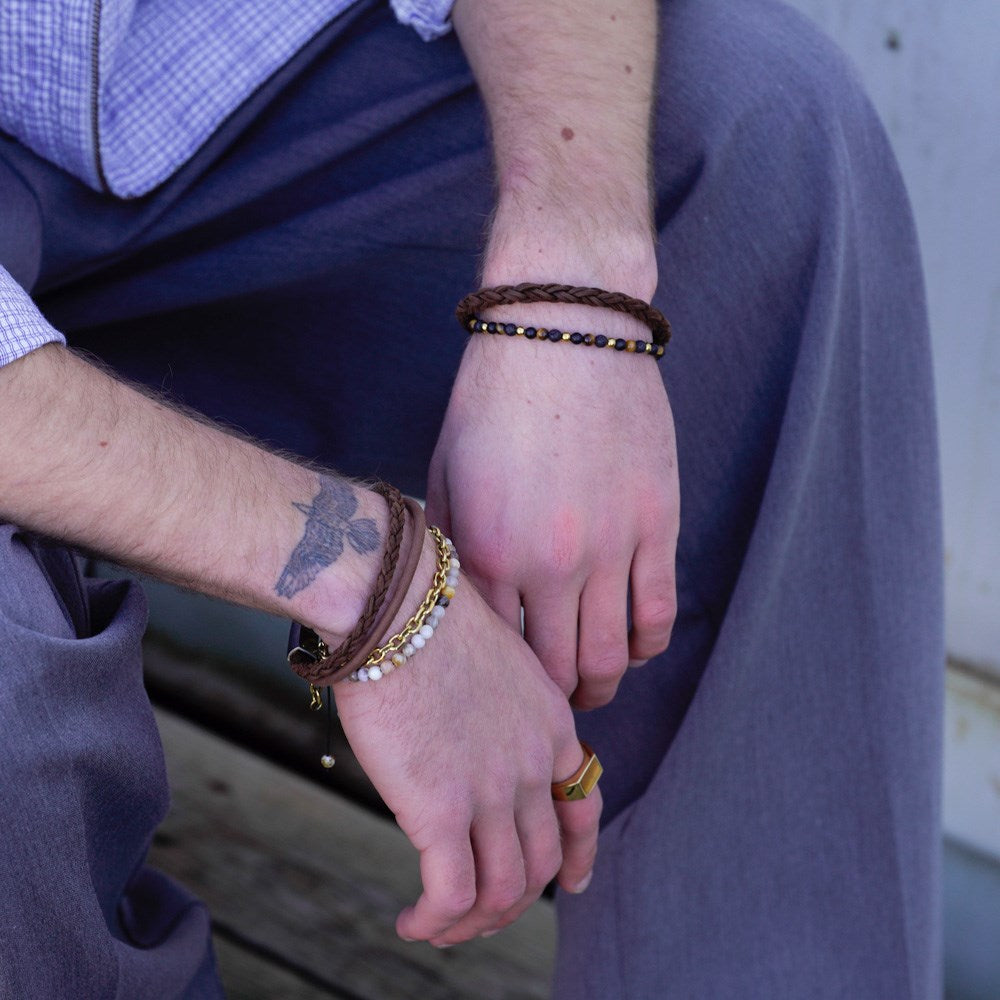 SON ARMBÅND BRUN KALVESKIND RUND FLET/GLAT 8MM