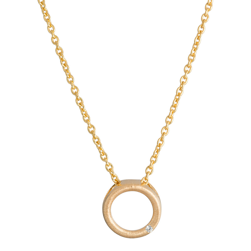 SØLV/FG COLLIER M/CZ CIRKEL
