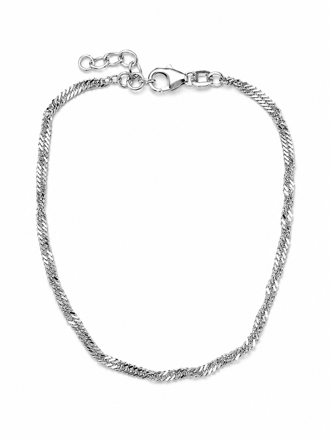 SØLV ARMBÅND SINGAPORE 2,2MM 17/20CM RHODINERET
