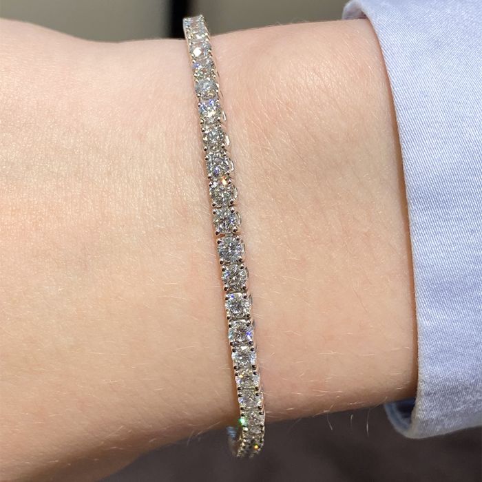 Henrik Ørsnes Design Tennis 14 Karat Hvidguld Armbånd med Diamanter 5,60 Carat W/SI
