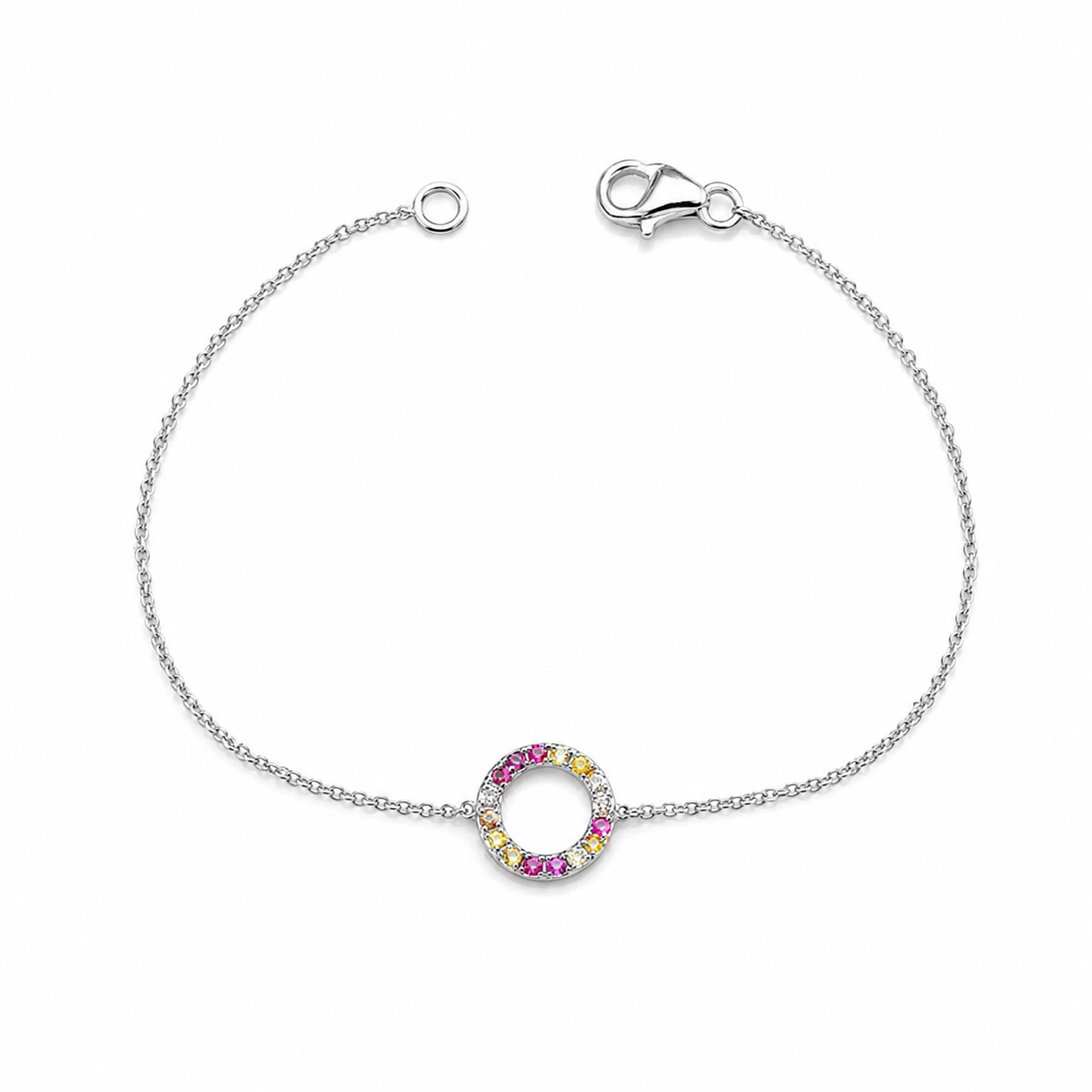 SØLV ARMBÅND CIRKLE RAINBOW 18CM