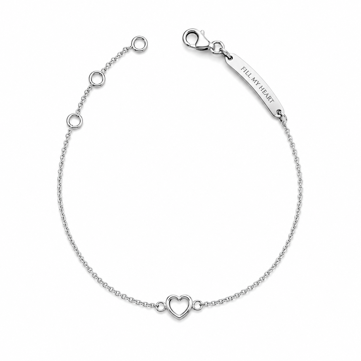 SØLV ARMBÅND HJERTE BLANK 19CM