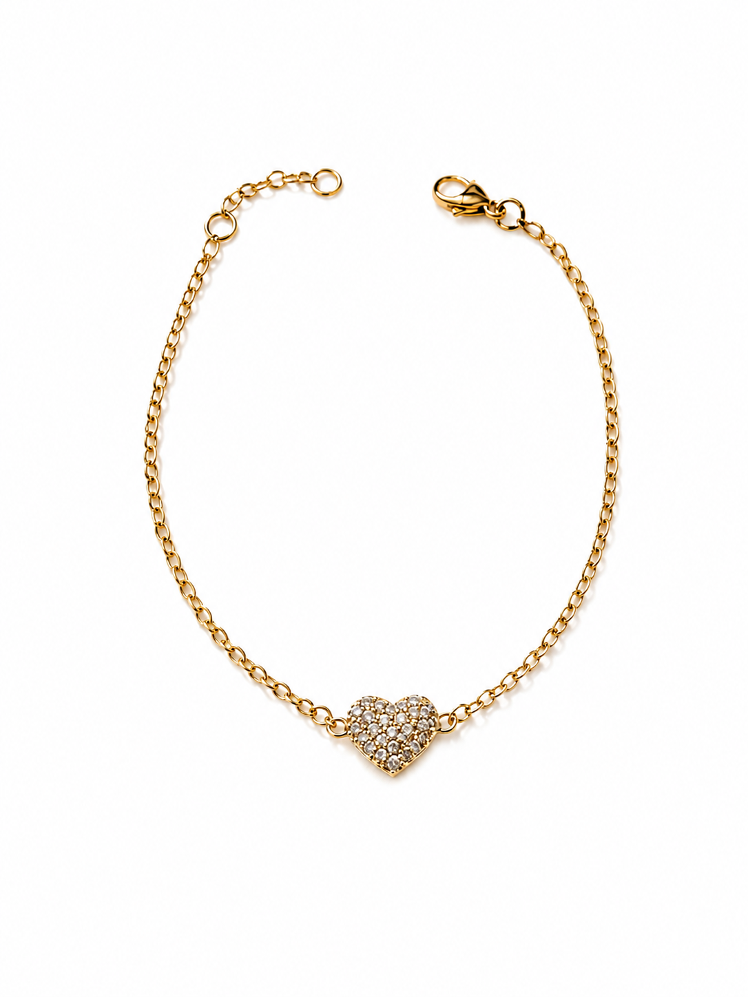 14KT.ARMBÅND 0,41CT HJERTE 18,5CM