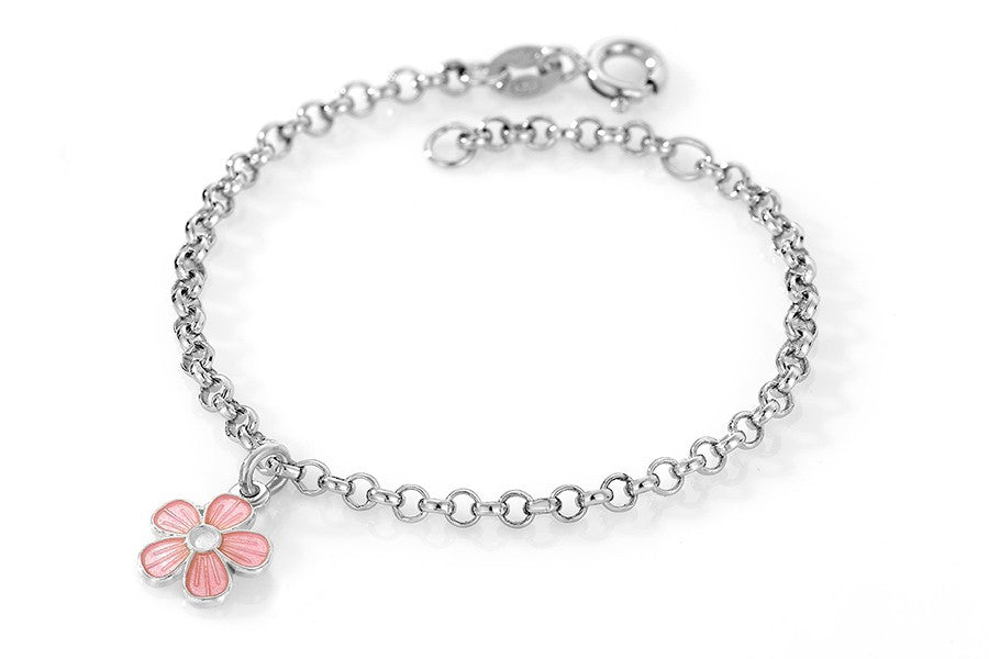 Nordlie Sterling Sølv Armbånd med Lyserød Blomst