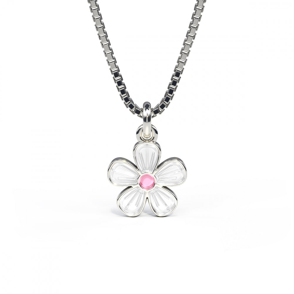 Sterling Sølv Børnehalskæde fra Nordlie med Hvid Blomst