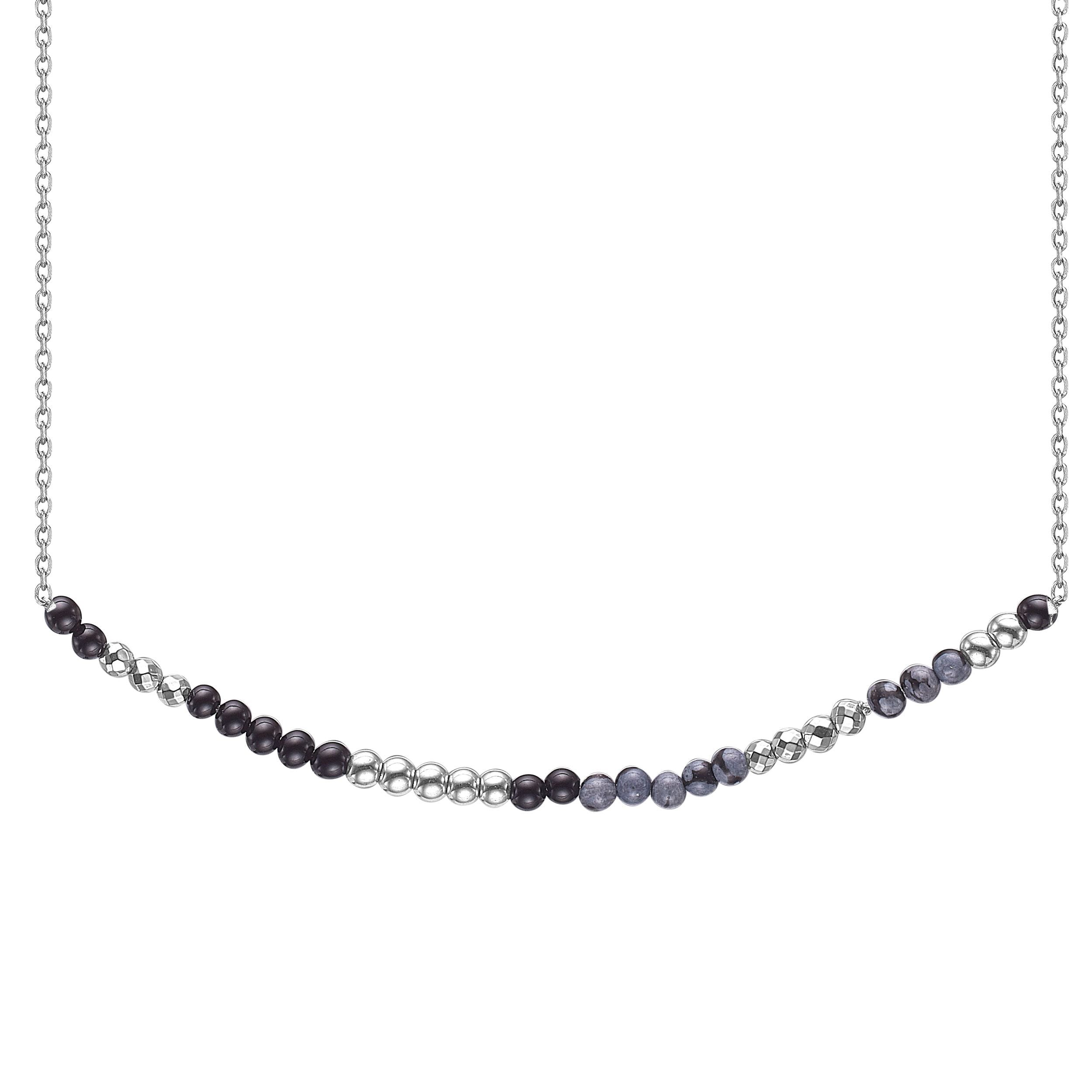MADS Z. SAINT TROPEZ HALSKÆDE, OBSIDIAN/ONYX/HÆMATIT/SØLV