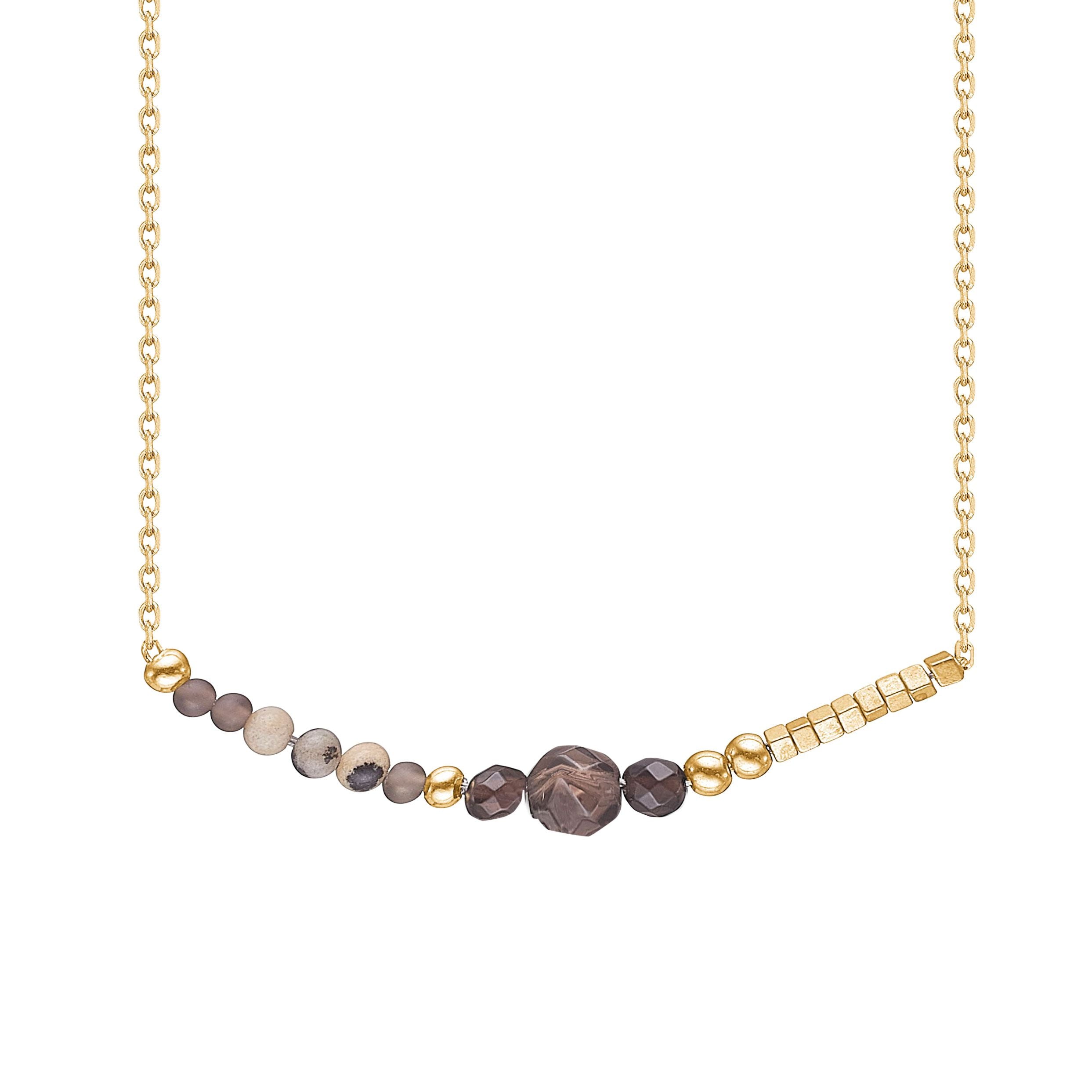 MADS Z. SAINT TROPEZ HALSKÆDE, QUARTZ/JASPIS/HÆMATIT/FORGYLDT