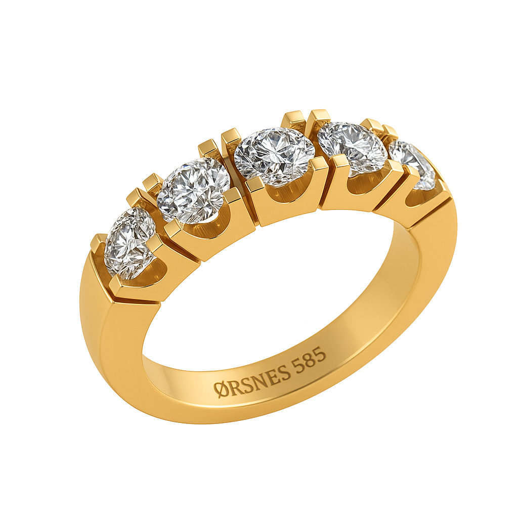 Henrik Ørsnes Design 14 Karat Guld Ring med Diamanter 2,00 Carat TW.SI