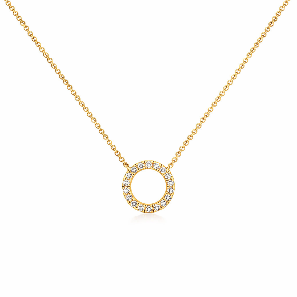 14KT.HALSKÆDE 0,09CT 42+3CM