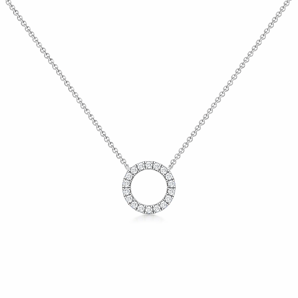 14KT.HV.HALSKÆDE 0,09CT 42+3CM