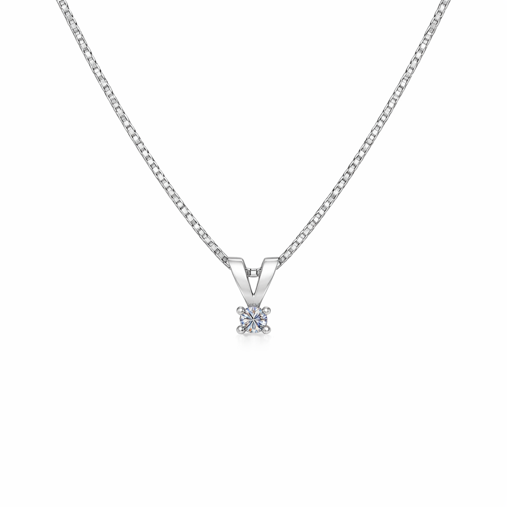 14KT.HV.VEDH.0,10CT W/SI M.SØLVKÆDE
