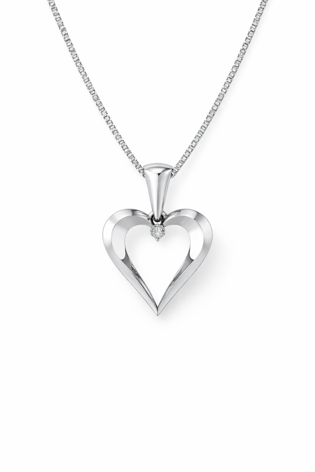 14KT.HV.HJERTE 1X0,02CT+KÆDE