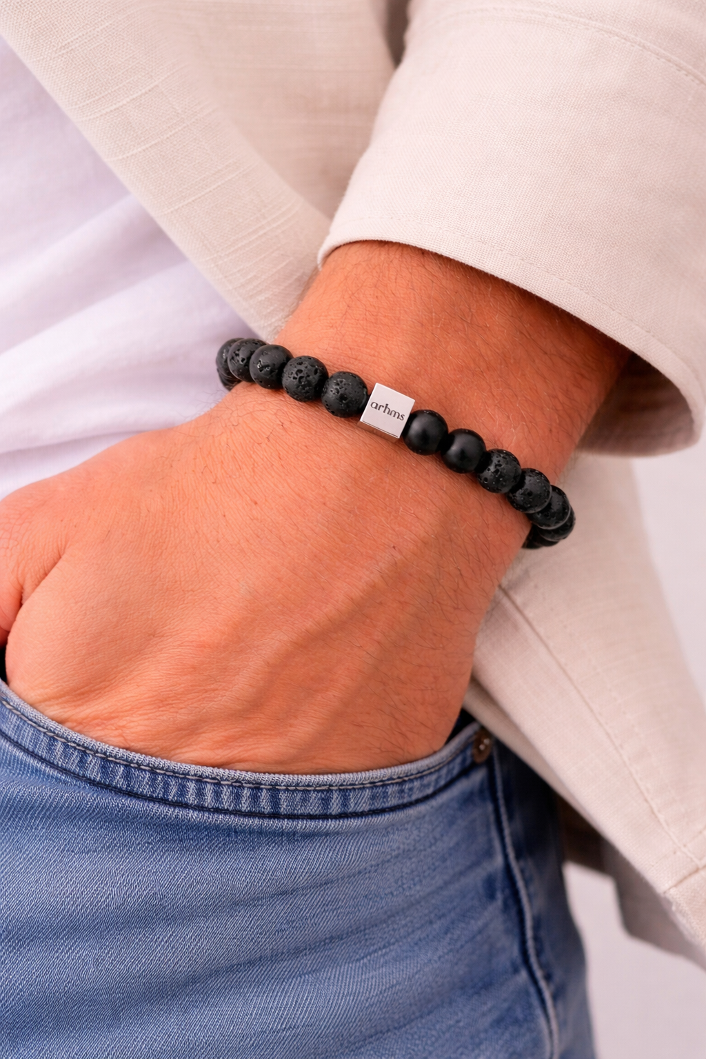 VERCELLI STEN ARMBÅND SORT