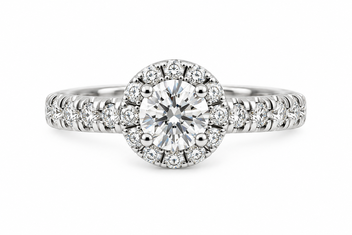 14 KT HVIDGULDSRING MED 0,5O CT DIAMANT