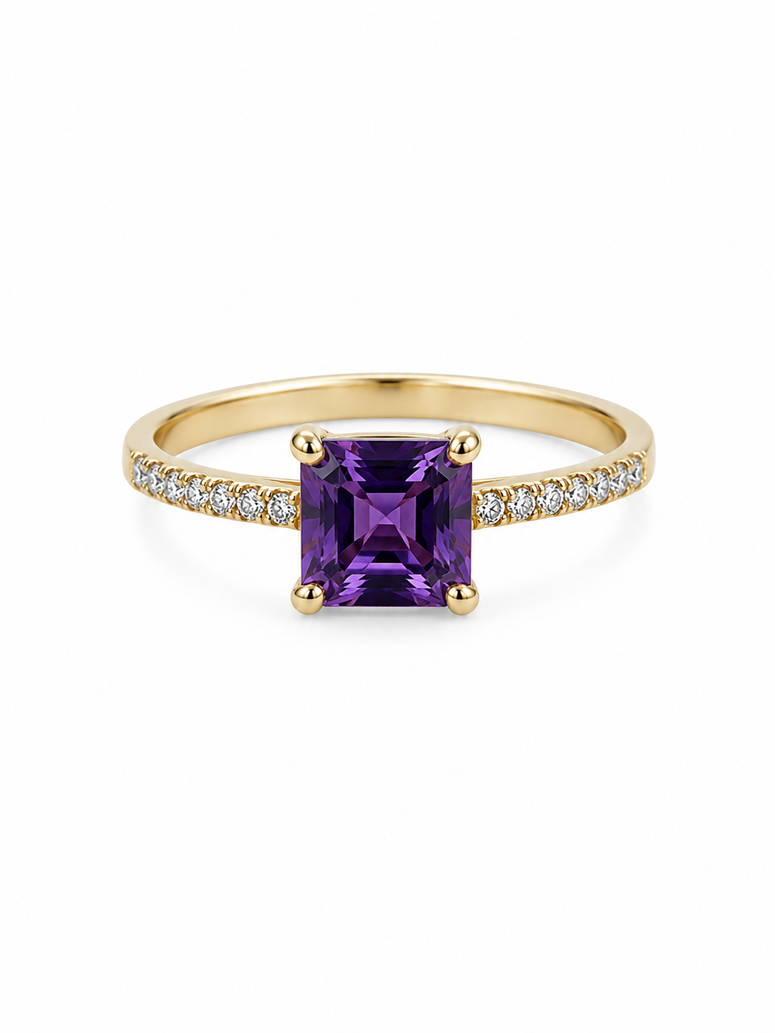 14KT.RING 0,21W.SI +AMETYST 8X8MM