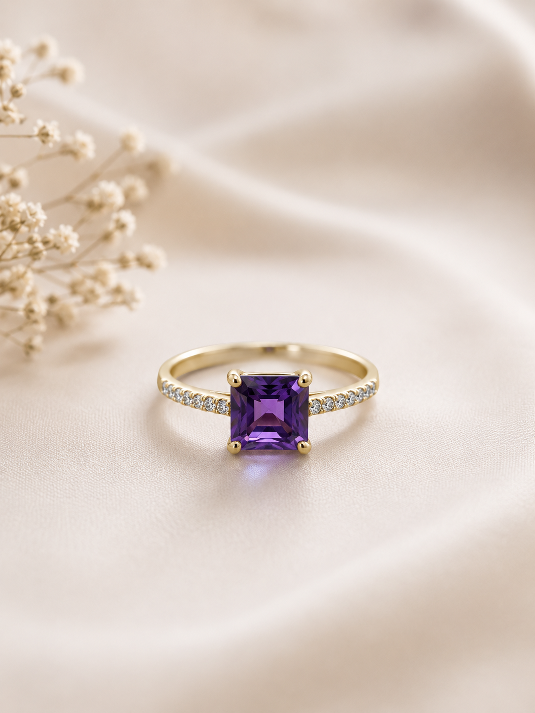 14KT.RING 0,21W.SI +AMETYST 10X11MM