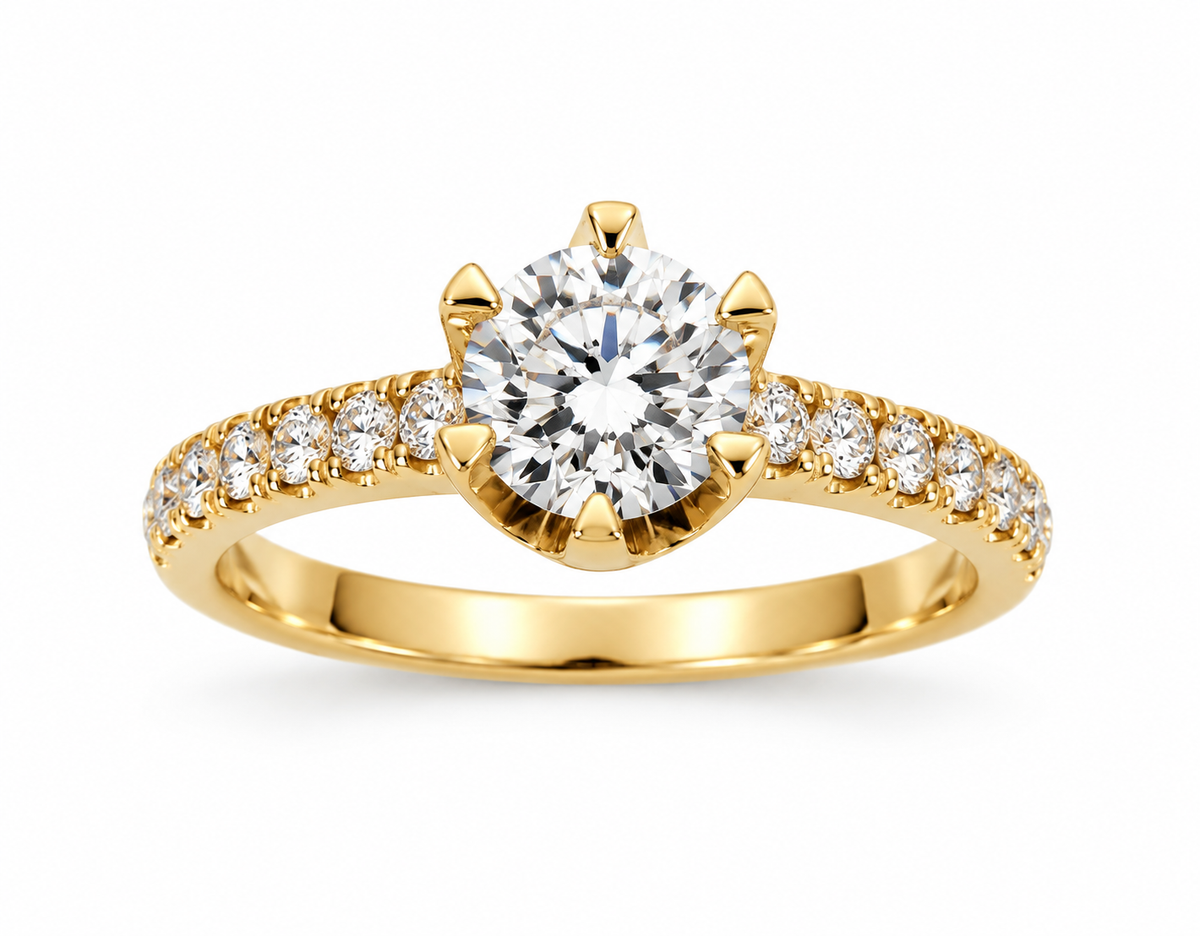 14KT.RING 1X1,0+12X0,02 W.SI