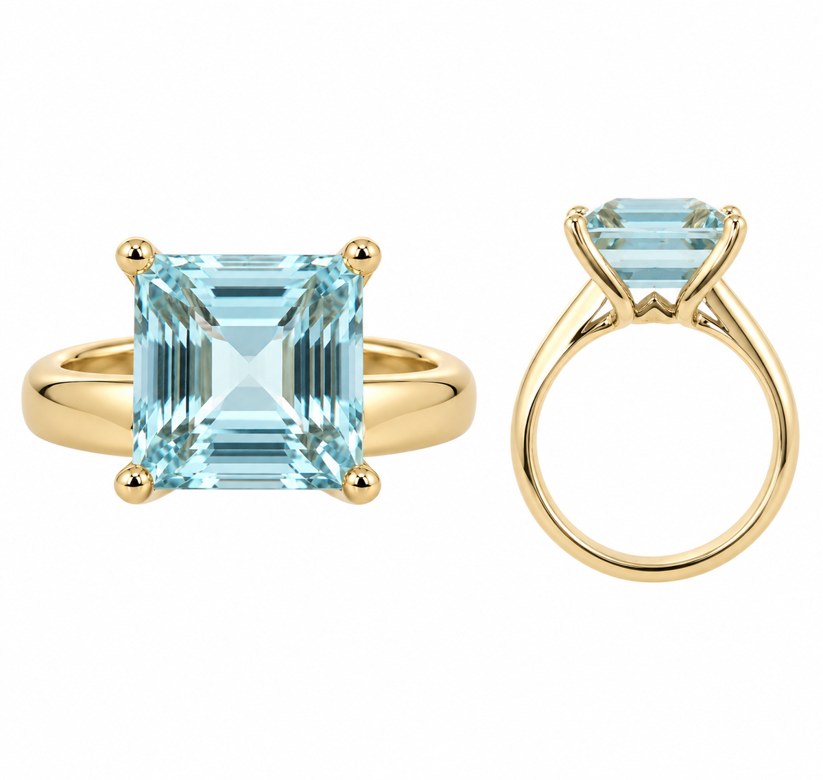 14KT.RING BLÅ AQUAMARINE 12X12mm