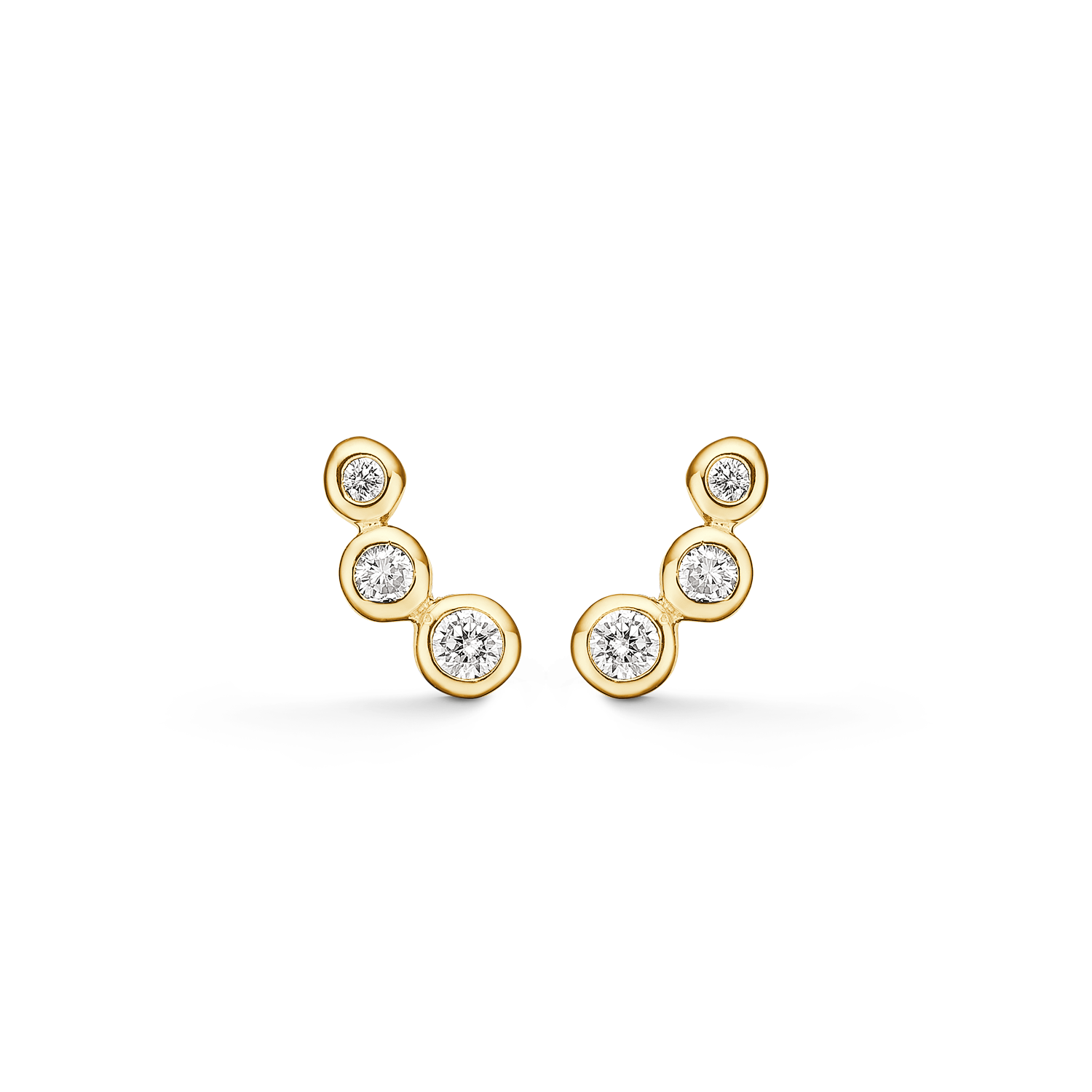 SØLVFORGYLDT ØRESTIKKER BUE MED 3 SYNTETISKE CUBIC ZIRCONIA