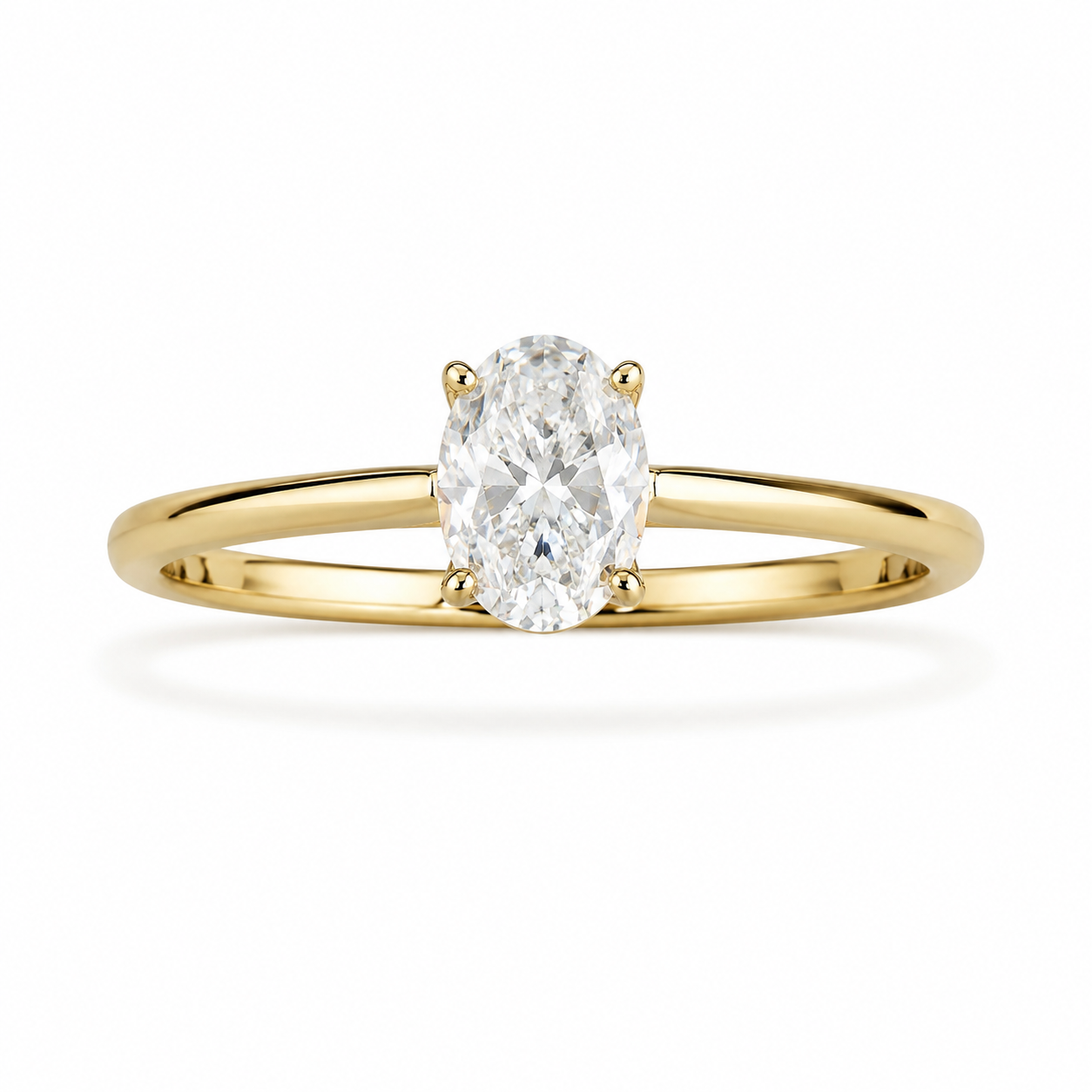 14KT GULDRING MED OVAL DIAMANT 0,50 TW.VS