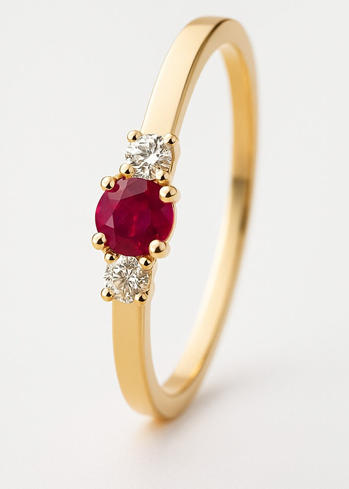 HENRIK ØRSNES DESIGN 14KT.RING 0,11 W.SI+RUBIN 3,9MM