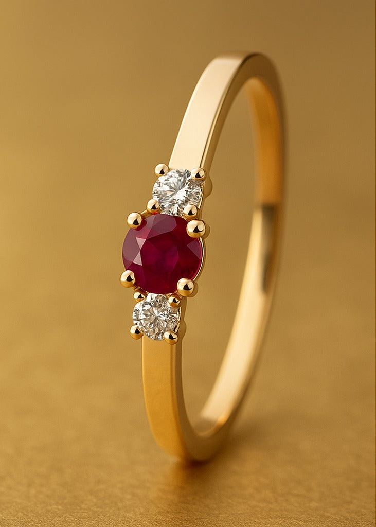 HENRIK ØRSNES DESIGN 14KT.RING 0,11 W.SI+RUBIN 3,9MM