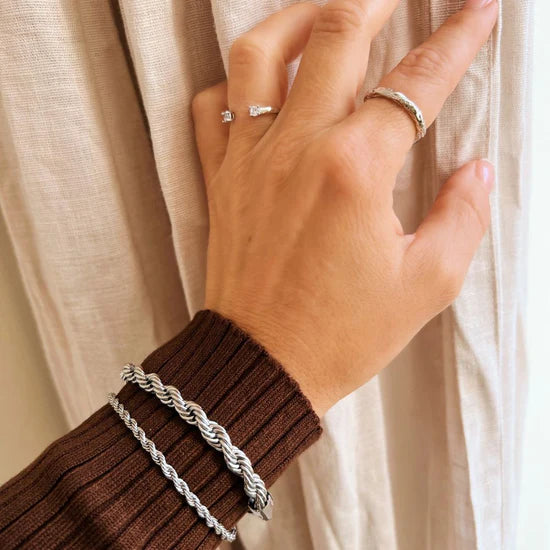 ROPE ARMBÅND 6MM RUSTFRIT STÅL 16,5 - 20 CM