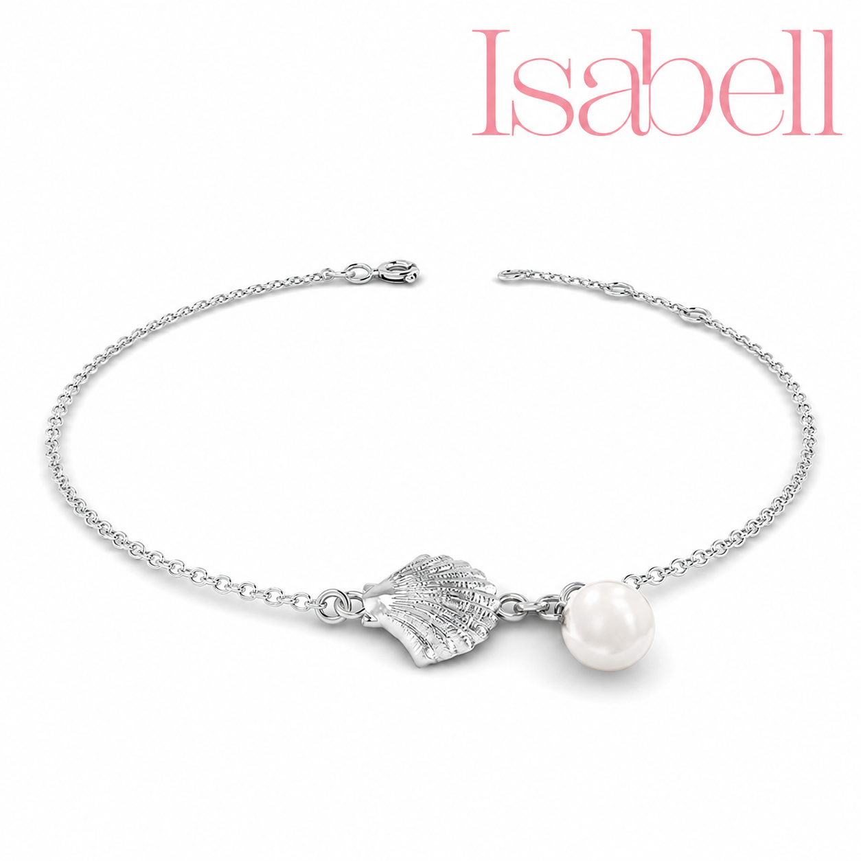 SØLV ARMBÅND M.FAUX PERLE 5MM