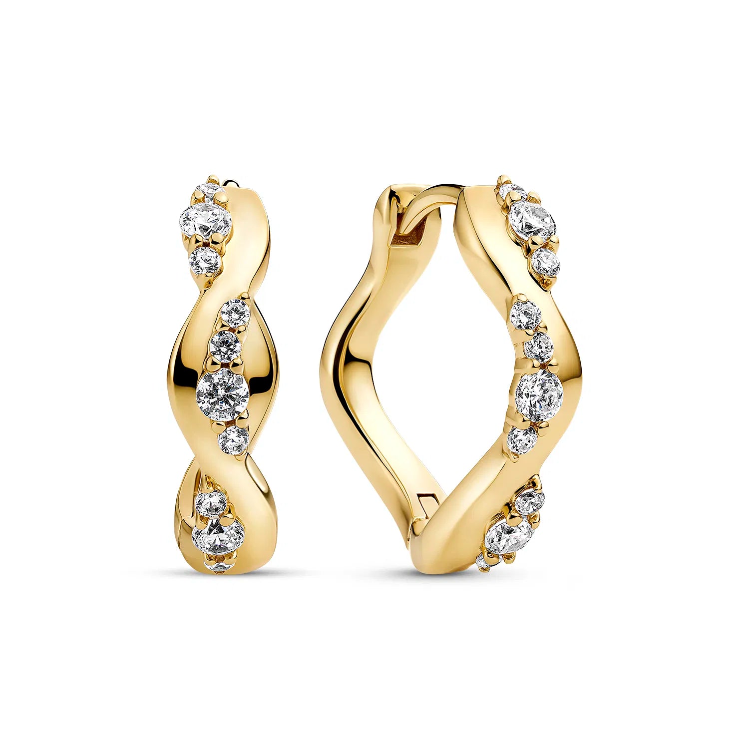 ØRERINGE ELLERA WAVES ALTRO CREOLO – 18K FORGYLDT, MED HVIDE ZIRKONIA