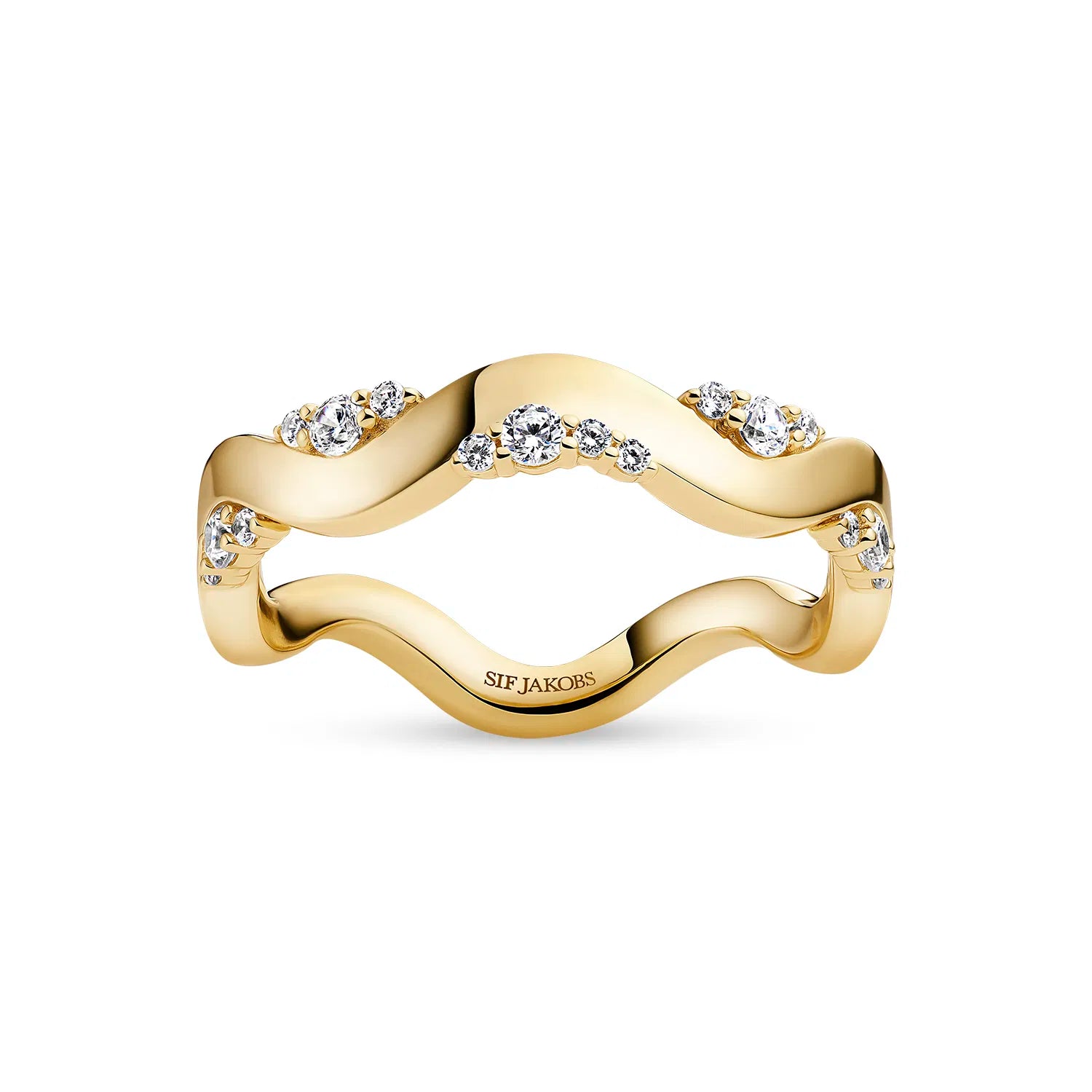 RING ELLERA WAVES ALTRO – 18K FORGYLDT, MED HVIDE ZIRKONIA
