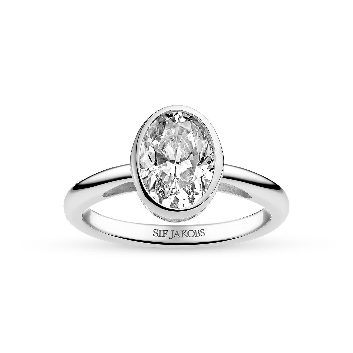RING SARDINIEN OVALE GRANDE – RHODINERET, MED HVIDE ZIRKONIA