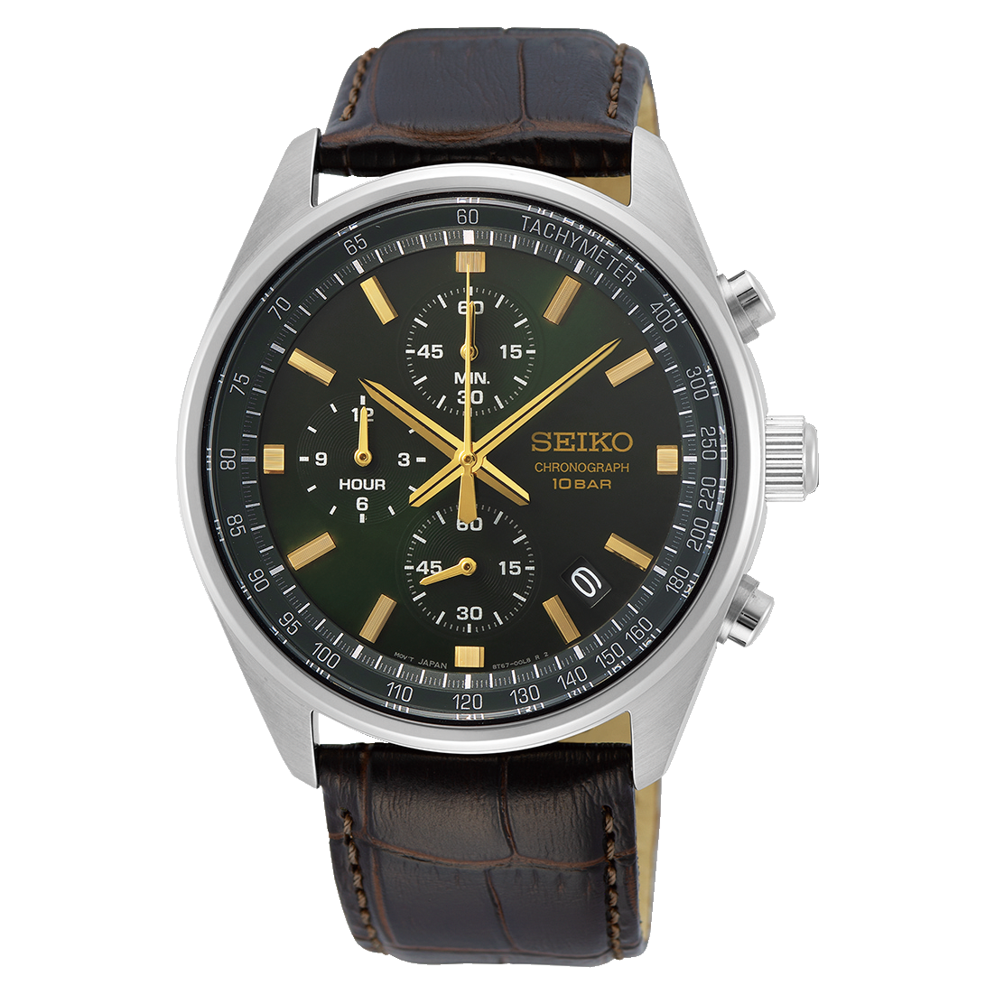 SEIKO UR HR CHR REM GRØN SKIVE