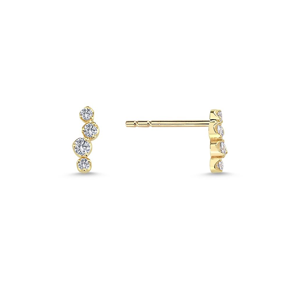 14KT. AURA ØRESTIKKER M 2X0,03 2X0,02 4×0,015CT. W-SI