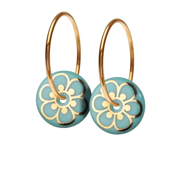 FLORA ØRERINGE - AQUAMARINE/GOLD