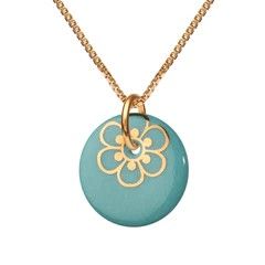 FLORA HALSKÆDE, 45 CM - AQUAMARINE/GOLD