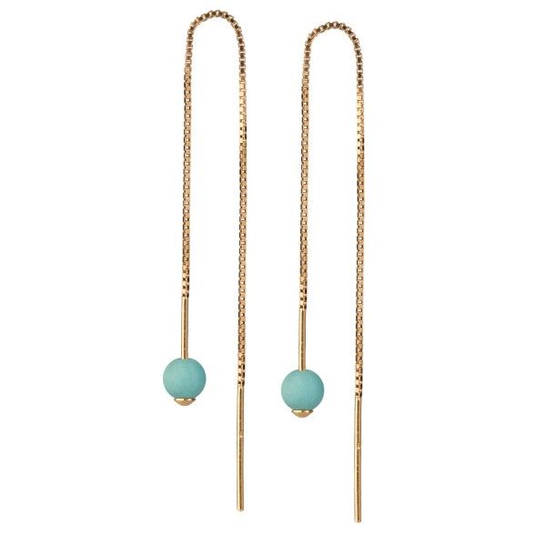 GLOW KÆDEØRESTIKKER MED PERLE - AQUAMARIN