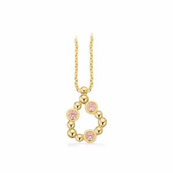 VEDHÆNG PINK CUBIC ZIR. 8 KT. M/SØLVKÆDE