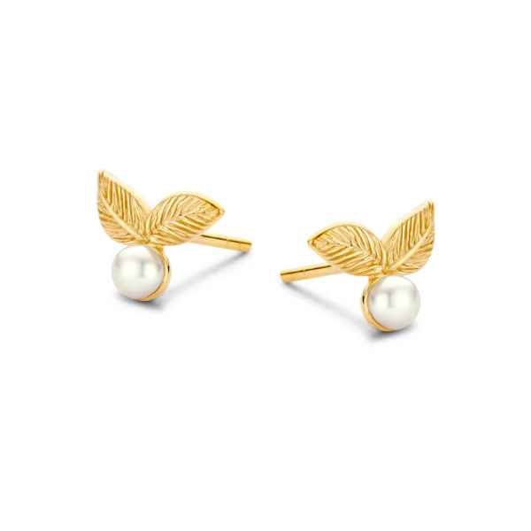 Floria Stud Forgyldt Sølv Øreringe fra Spirit Icons med Ferskvandsperler