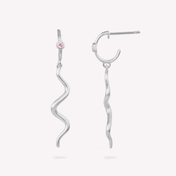 SØLV ØRESTIK WAVE MINI PINK